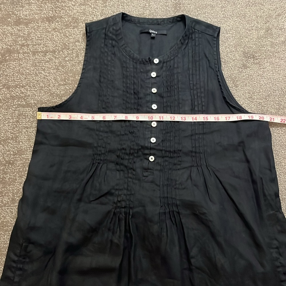 Quince Black Linen Sleeveless Shift Dress Size L - Picture 2 of 8
